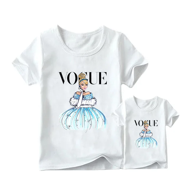 Cute Family Look Matching Clothes Short Sleeve Mommy and Me Clothes Whit T-shirt For Women and Kids Mother and Daughter Clothes