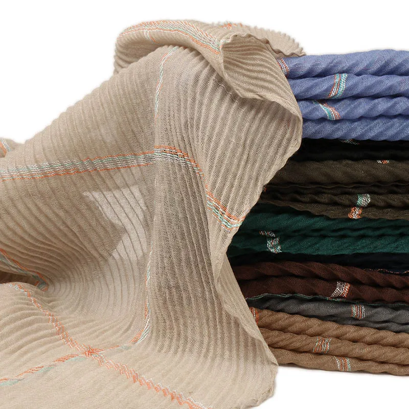 

16 Colors New Fashion Plain Wrinkle Plaid Viscose Shawl Scarf Autumn Winter Warm Wrap Pashmina Sjaal Muslim Hijab Snood 200*90Cm