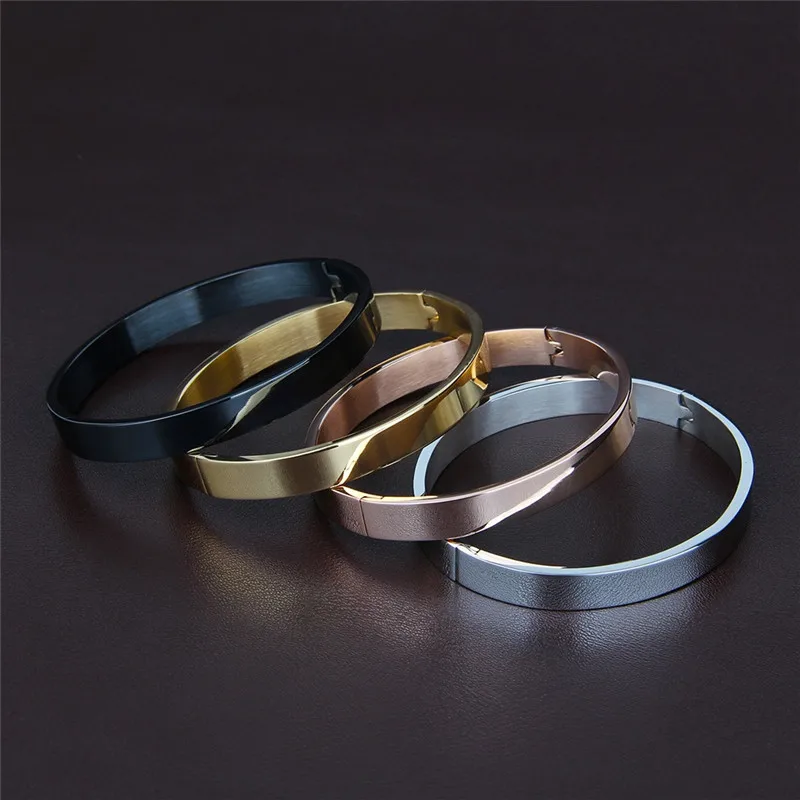 Sangsy 6mm/8mm Width Women/Men Bracelets &amp Bangle Open Cuff Design Stainless Steel 4 Colors for Womens Couple Bracelet | Украшения и
