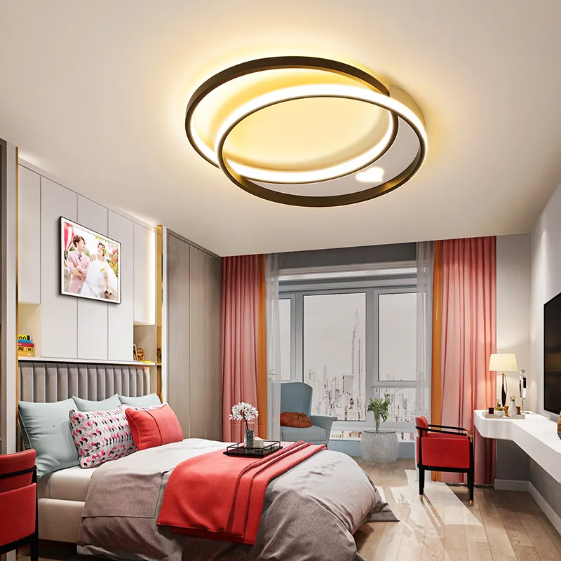 

Modern LED living room ceiling lights For bedroom restaurant kitchen Gold/Black/White ring ceiling lamp Home lighting