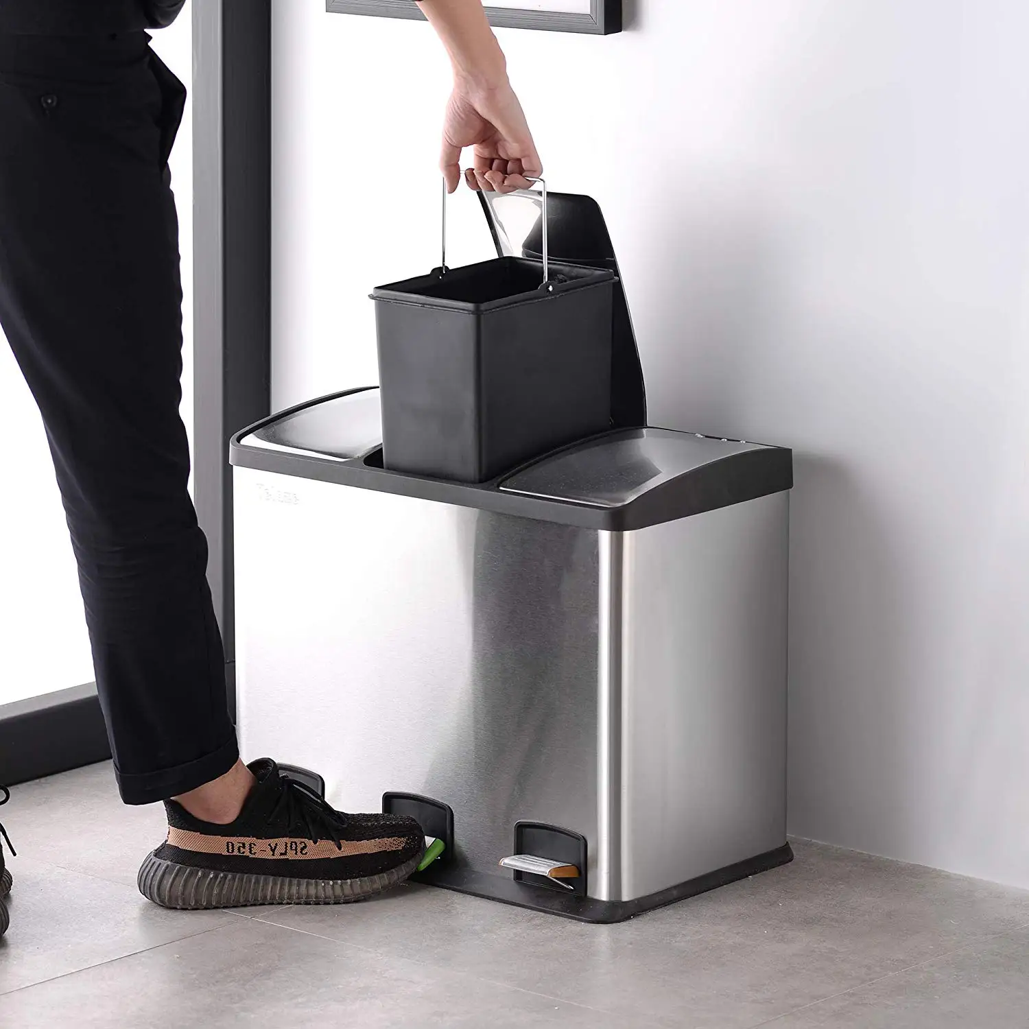 Velaze 36L ножная педаль из нержавеющей стали мусорное ведро квадратное премиум