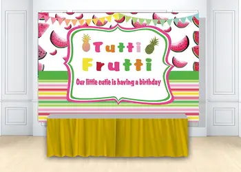 

Tutti Frutti Party Backdrop Our Little Cutie Is Having A Birthday Banners Table Decorations Photo Background Supplies Wallpapers