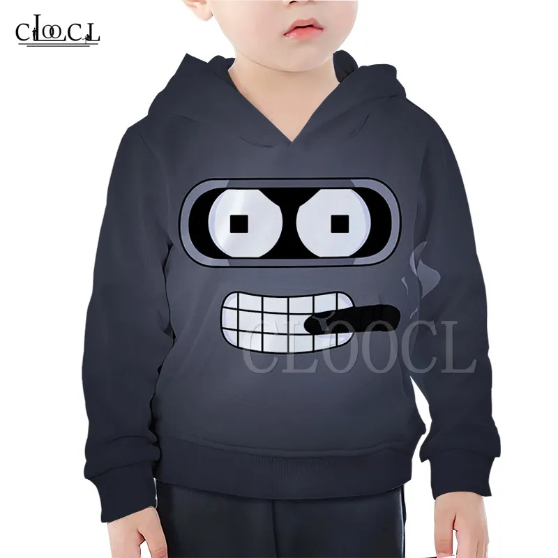 children hoodie 3 Популярная детская толстовка с капюшоном с объемным принтом «робот-Футурама»; детская толстовка с капюшоном для девочек и мальчиков; одинаковые комплекты для семьи - Цвет: children hoodie 3