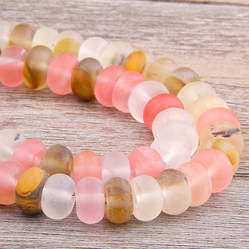 Natural Watermelon flat stone Beads Gem Stone Matte Loose Spacer Rondelle 4*6/5*8MM DIY For Jewelry Necklaces Making bead | Украшения и