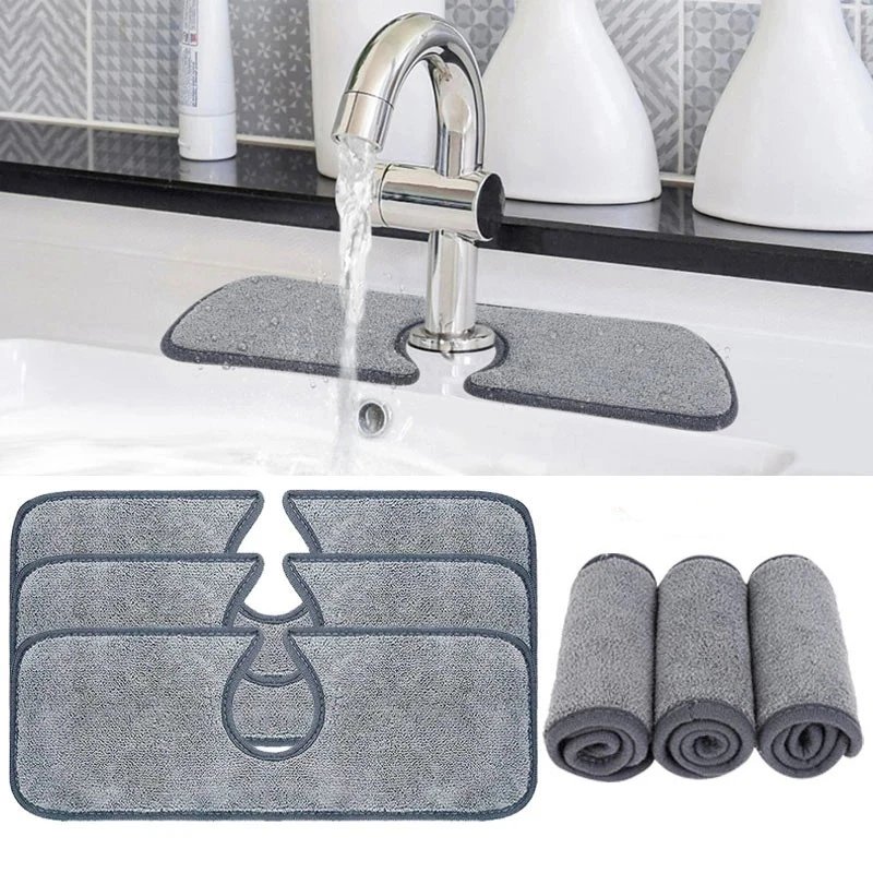 Kitchen Faucet Absorbent Mat Sink Splash Guard Microfiber Faucet Splash
