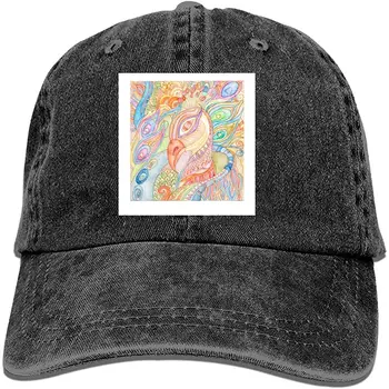 

HSZRF Baseball Cap-Retro Peacock Design Cowboy Hats for Mens Women Dad, Golf Trucker Black Sports Baseball Caps