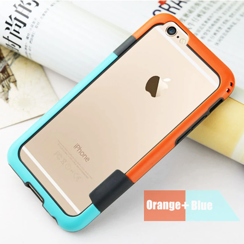 Бампер для iPhone 6 6s 7 8 plus X/XR/XS MAX мягкий чехол с рамкой из термополиуретана Тонкий чехол Fundas для iPhone 11 мягкий силиконовый бампер разных цветов - Цвет: Orange and Blue