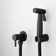 High quality  black bathroom multi-function Hot and cold toilet flush spray gun set easy and durable