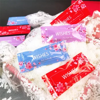 

200 Pcs Cherry Bossoms WISHES DIY Handmade Nougat Candy Packaging Bags Milk Candy Taffy Wrapper Package Bags 9.5x4cm