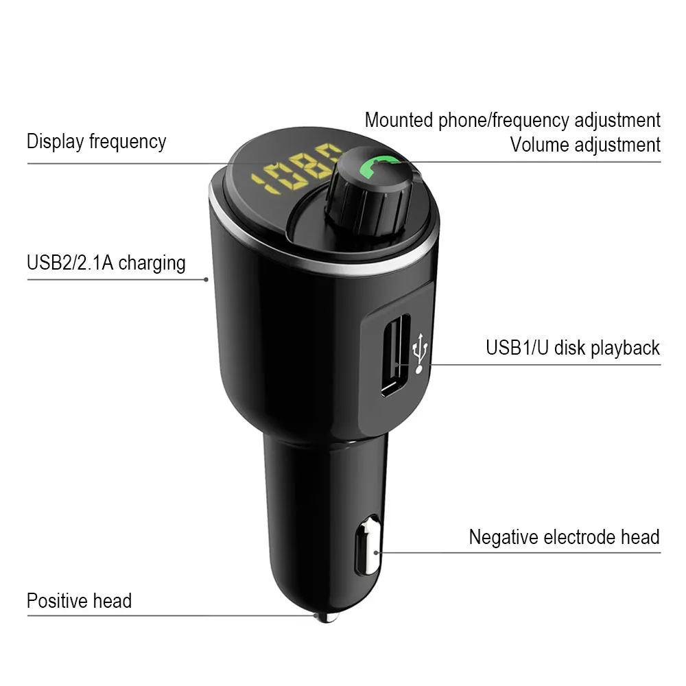 Универсальный Bluetooth Fm передатчик Dual USB 12 V-24 V Портативное зарядное устройство FM передатчик Портативный Bluetooth автомобильный набор, свободные руки