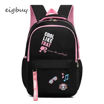 

Ladies Luxury Classic Letter Polyester Zipper Black Style Fashionable School Bags For Teenage Girls Black Schoolbag
