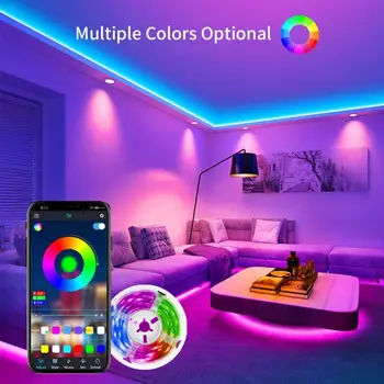 

LED Strip Lights Music Sync LED Strip Lights 10Ft Bluetooth App Controlled Remote RGB LED Rope Lights Color Changing Sensitive B