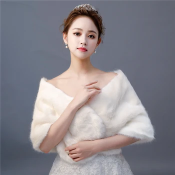 

New Bridal Warm Wrap Faux Fur Stole Winter Women Shawl Accessories Wedding Dress Cover Up Shrug Handmade 5 Colors