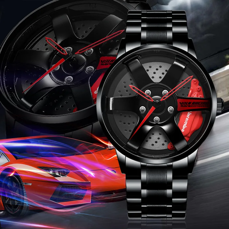 

2020 New te37 wheel business watch stereo hollow forging car modification culture concept personality fashion men's sports watch