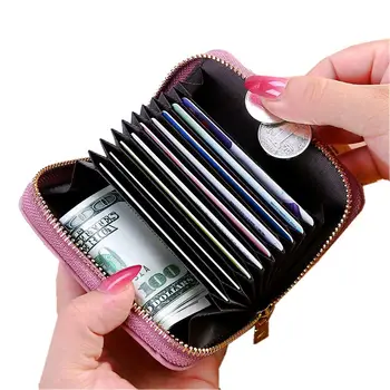 

Women Lady PU Leather Organ Id Card Holder Business Bank Card Case Men Credit Passport Rfid Mini Coin Purse Wallet Organizer Bag