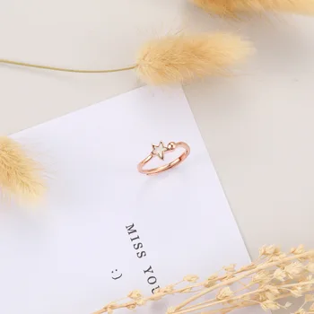 

Real S925 Sterling Silver White Shellfish Five-pointed Star Style Adjustable Ring for Women‘s Party Personality Accessories