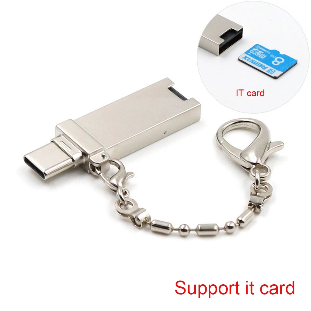 Type-C OTG USB 2,0 микро высокоскоростной металлический кард-ридер прочный мини портативный чемодан Форма Универсальный TF компьютер