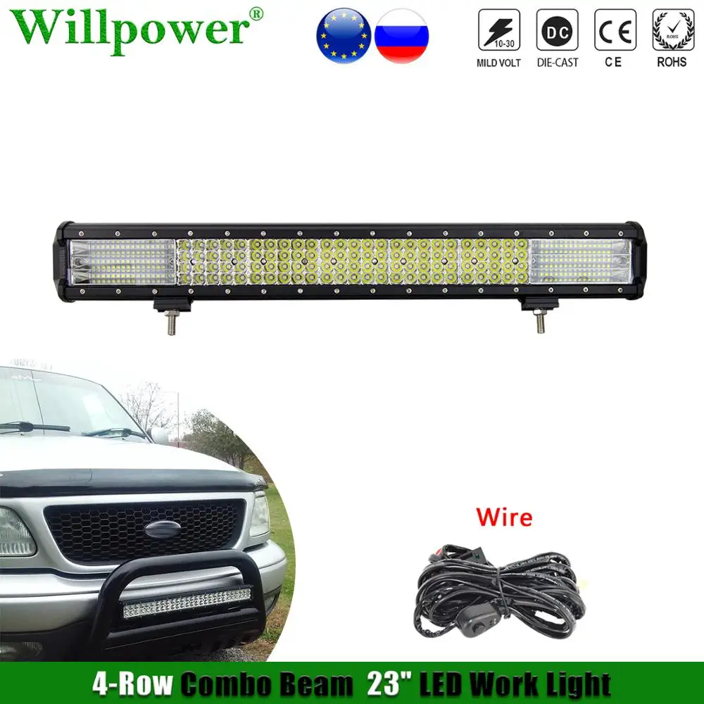 Auto Auto 570W 23 "Barra Luminosa A Led Per Jeep Offroad 4X4 Camion Suv Utv Atv Pickup Paraurti Guida Fendinebbia Barra Luminosa A 4 File Led