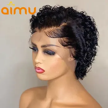 

Pixie Cut Wig Glueless Short Curly Bob Wig 13x4 Lace Front Human Hair Wigs 4x4 Closure Pre Plucked Hairline Bleached Knots Remy
