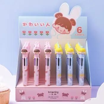 

36 pcs/lot Kawaii Girl 6 Colors Ballpoint Pen Cute Press ball pens School Office writing Supplies Stationery Gift