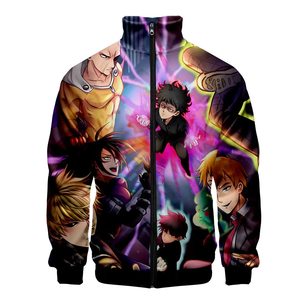 Mob Psycho 100 куртки на молнии повседневные куртки Новая мода Highstreet осенне-весенняя одежда Mob Psycho 100 куртка