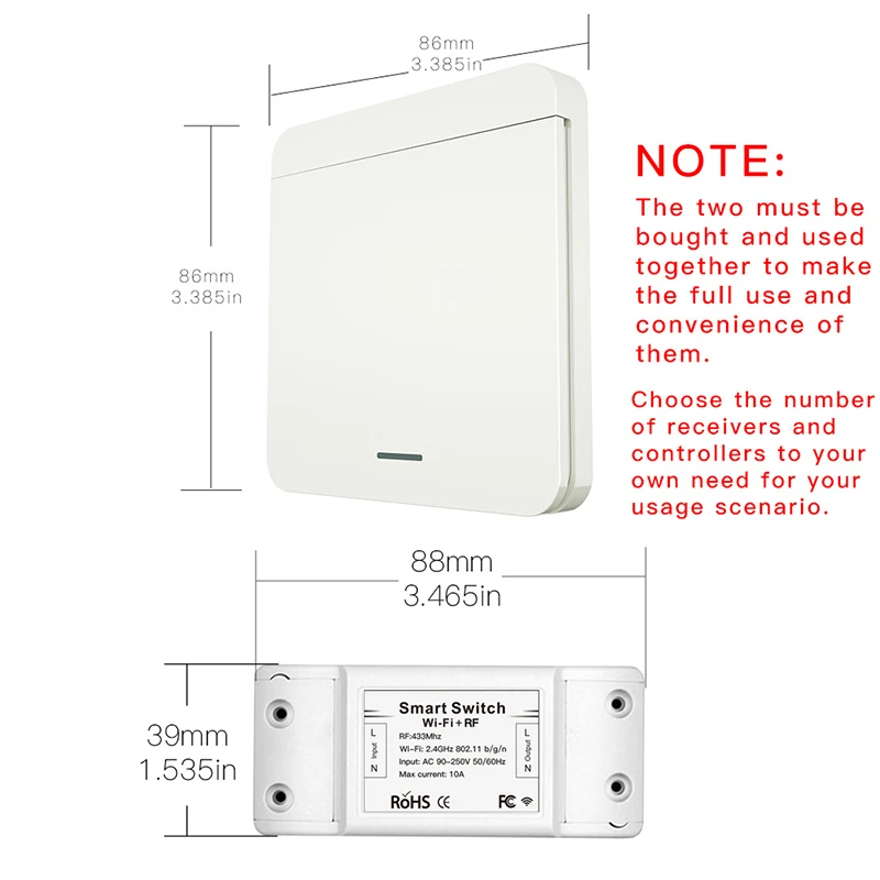 RF433, 110 В, 220 В, приемник, WiFi, RF, беспроводной пульт дистанционного голосового управления, переключатель Smart Life, приложение Tuya, работает для Alexa, Google Home, без батареи