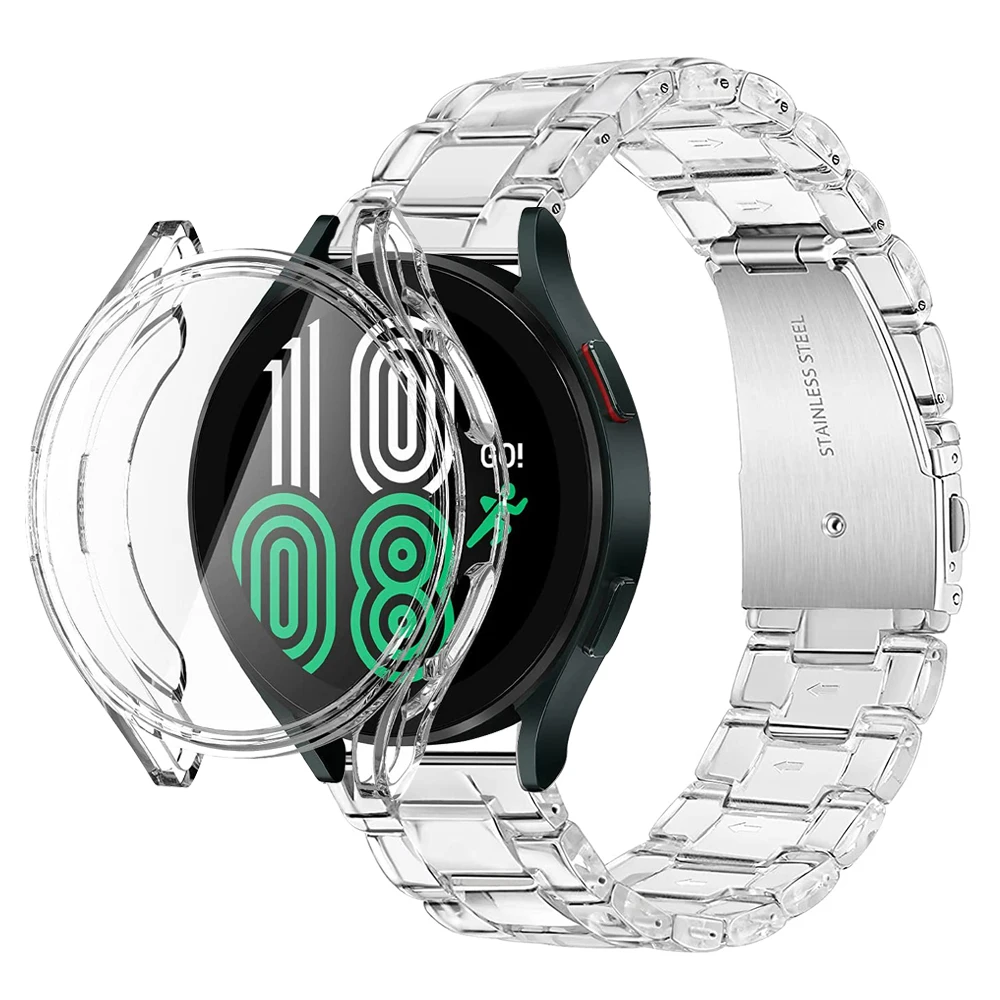 

Прозрачный полимерный ремешок для samsung galaxy watch 4 band + case 40 мм 44 мм, защитный чехол из ТПУ для galaxy watch 4, бампер