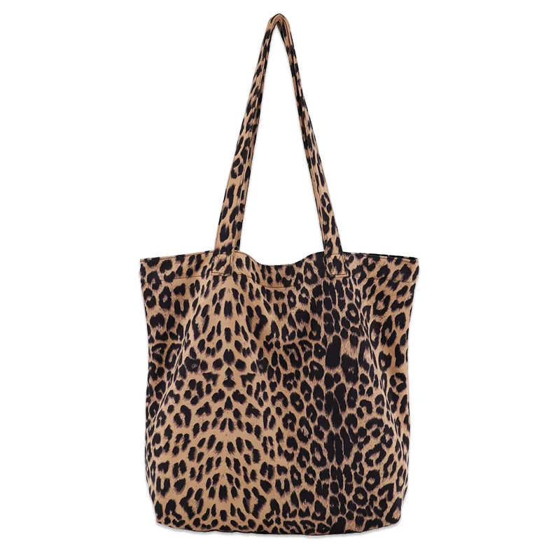 Buy Canvas Polyester Handbag large capacity soft surface attached with  hanging strap leopard Sold By PC (Khaki) at
