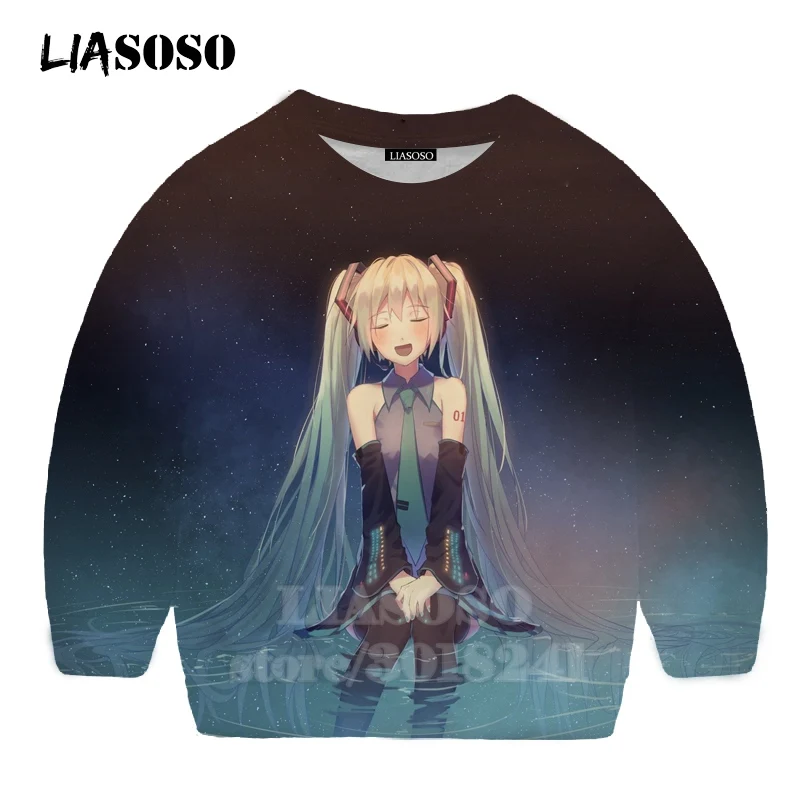LIASOSO детей толстовки 3D принт аниме девочка Hatsune Толстовка Miku музыки детей мальчиков и девочек с круглым вырезом в стиле «хип-хоп» Детский свитер для подростков B174 - Цвет: 18
