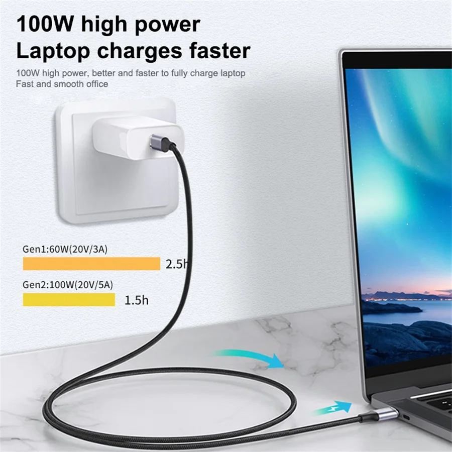 USB 3.1 Gen2 10Gbps 20Gbps Thunderbolt USB C Cable 5A E-MARK PD100W 4K 60Hz Video Power for laptops USB3.2 Gen2 Cable