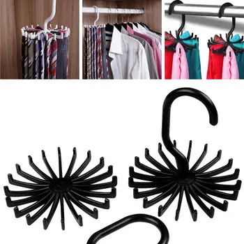 

Plastic Portable 360° Rotating Tie Rack For Closets Rotating Ties Hook Holder Belt Scarves Hanger For Men Women Clothing Organiz