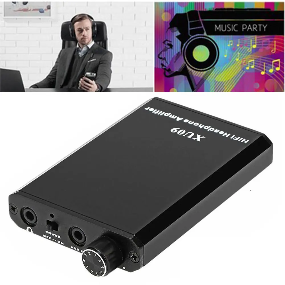XU09 Stereo MP3 Metal HIFI Portable Music Improver Audio Headphone Amplifier Rechargeable Home Mini Powerful Black