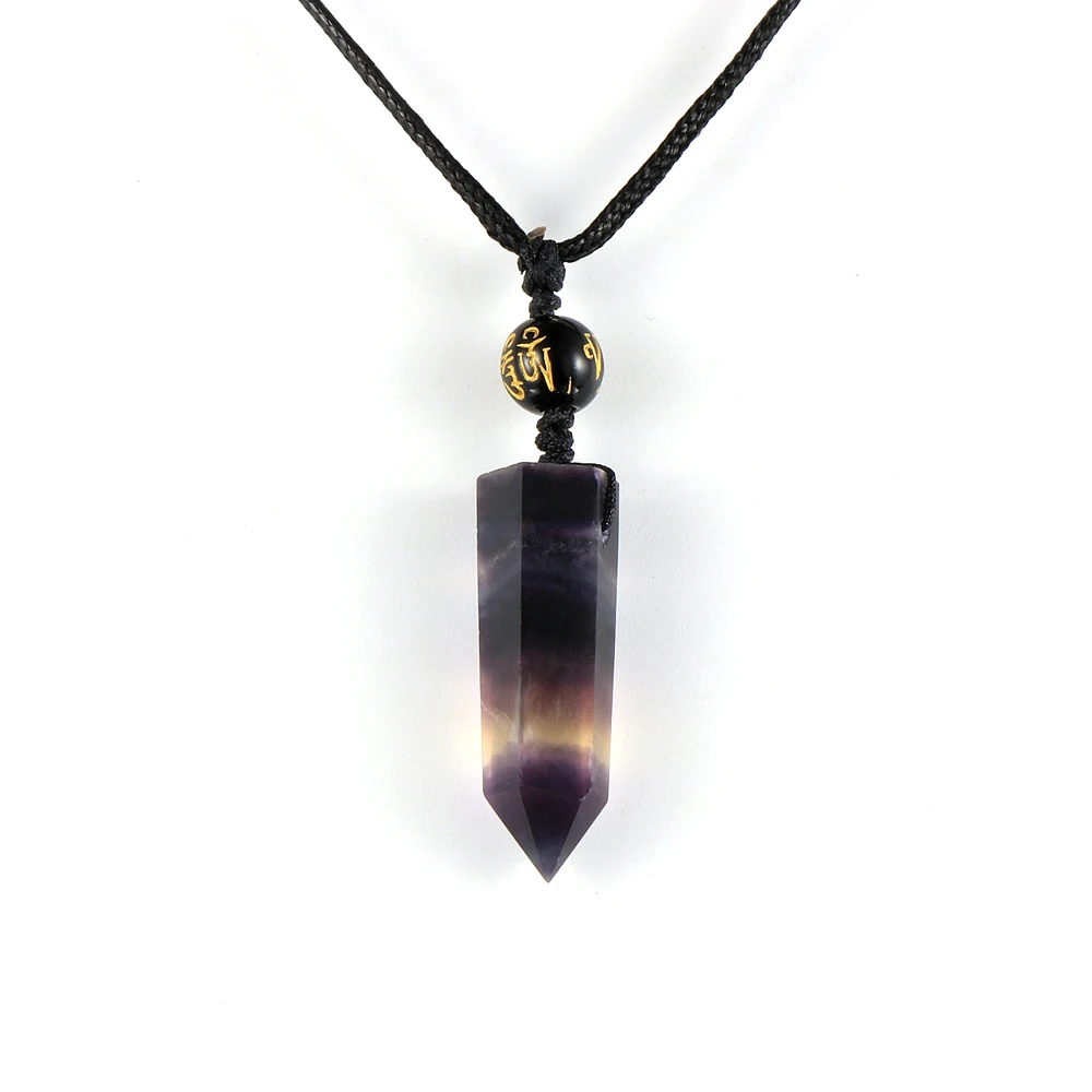 

Bullet Hexagonal Statement Fluorite Pendant Necklace Quality Natural Gem Stone Crystal Pendants Pendulum Reiki Chakra Jewelry