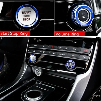 

2pcs Car Start Stop Button Ring Volume Control Button Trim Blue For Jaguar XE XEL XF XFL F-PACE Car Styling Accessories