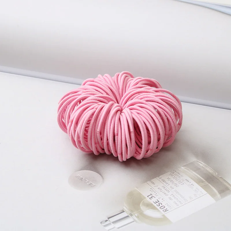 pink 100 шт./лот, карамельный цвет, нейлоновая резинка 3 см, Детская безопасная эластичная резинка для волос, конский хвост, кольцо для волос, Детские аксессуары для волос - Цвет: pink
