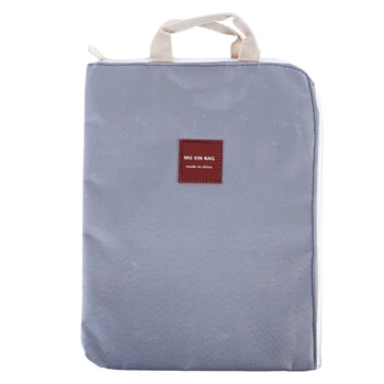 

A4 Oxford File Folder Bag Men Portable Office Supplies Organizer Bags Casual Ladies Tote Document Handbag for Men Light Gray
