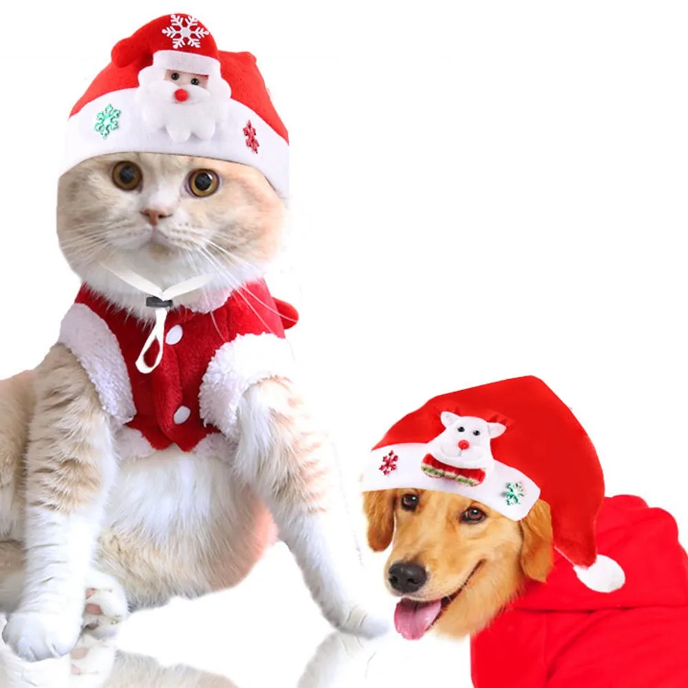 Зимняя теплая Рождественская шапка для питомцев, кошек, собак, Санта-Клауса, Рождественская, новогодняя, плюшевая шапка для рождественской вечеринки, аксессуары для дома