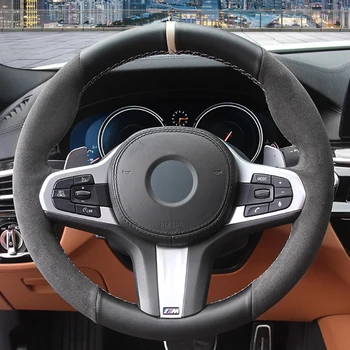 

Black Genuine Leather Suede Car Steering Wheel Cover for BMW M Sport G30 G31 G32 G20 G21 G14 G15 G16 X3 G01 X4 G02 X5 G05