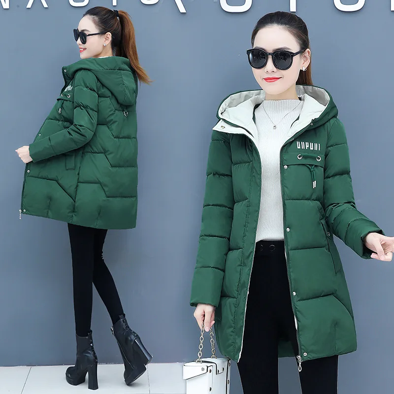 

Cotton Coat Women's Mid-length 2019 Korean-style New Style Slim Fit Thick down Feather Cotton-padded Clothes Large Size Coat Win