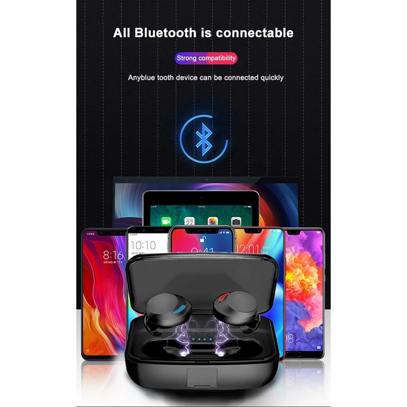 Bluetooth 5,0 беспроводные наушники мини TWS наушники беспроводные Близнецы стерео IPX8 спортивная Гарнитура для плавания 3000 мАч зарядная коробка