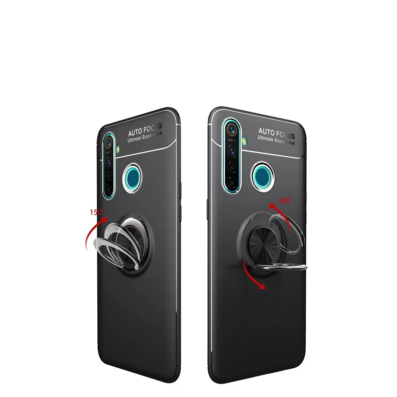 Противоударный чехол для OPPO Realme 5, чехол, магнитный кольцевой кронштейн, мягкий матовый Силиконовый чехол для телефона, чехол для realme5