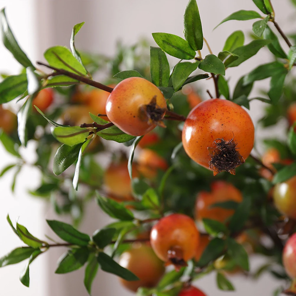 1Pc Lifelike Decorative Delicate Artificial Pomegranate Flower Simulation Flower Berries Fake Green Plant for Office Home Dorm