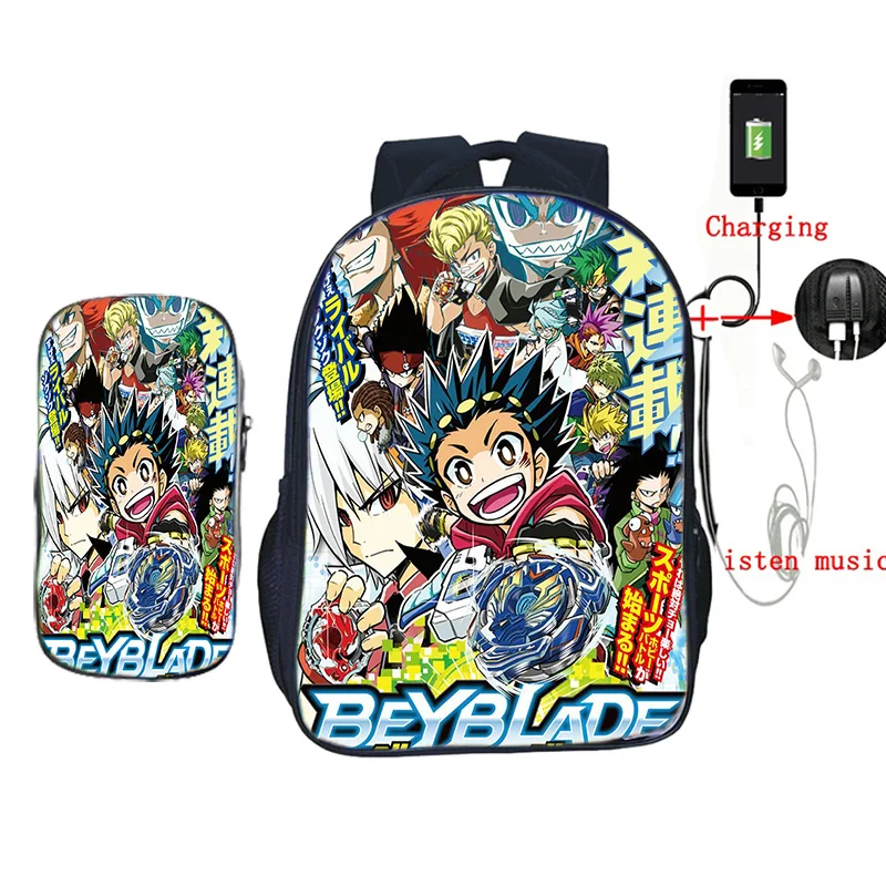Beyblade usb зарядка школьная сумка 2 шт./компл. рюкзак для подростков мальчиков и девочек дорожные сумки на плечо детская книга Mochila с коробкой для ручек - Цвет: 5