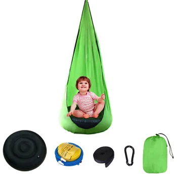

Courtyard Hanging Home Garden Hammock Chair Portable Kids Pod Swing Seat With Inflatable Cushion Indoor Outdoor Sleeping Leisure