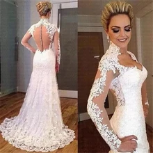 

2022 Muslim Vestidos Sweetheart Beaded Lace Wedding Dresses Appliques Sheer Long Sleeves Mermaid Vestidos De Noiva Bridal Gowns