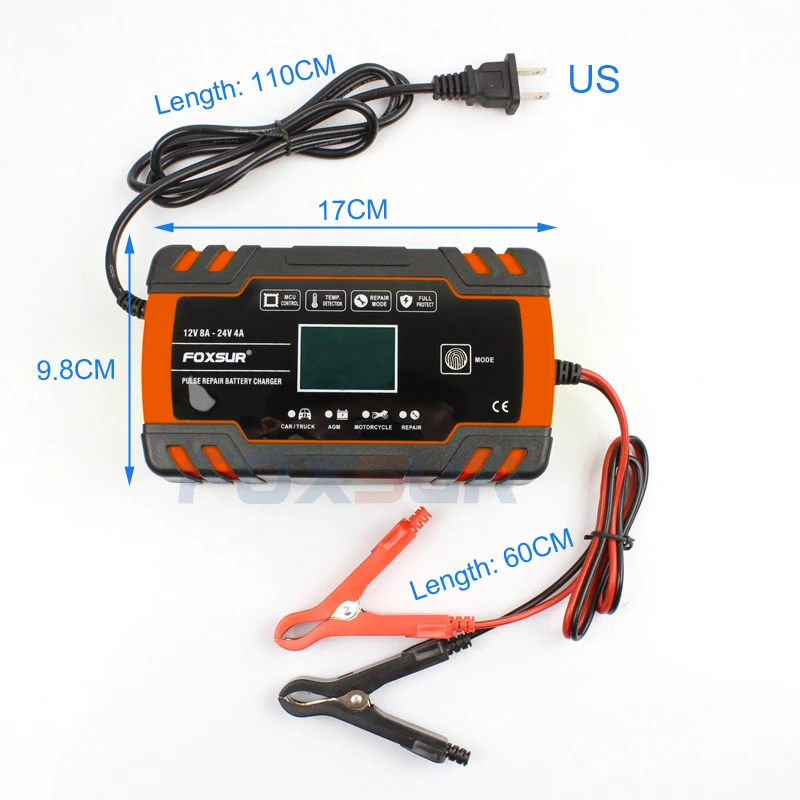 FOXSUR ޽  ڵ , Ʈ  RVs AGM   Ʈ ͸ , LCD ÷ , 12V 4A, 24V 8A