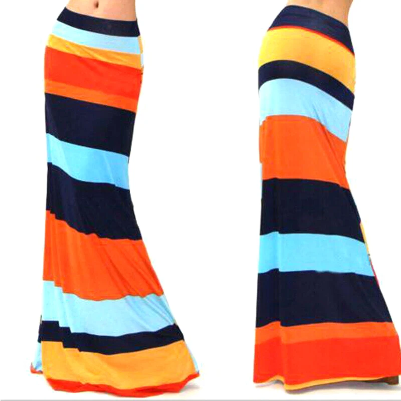 red and blue Женская Бохо Высокая талия Bodycon печать обёрточная бумага юбка мода для лета пляжные вечерние FDC99 - Цвет: red and blue