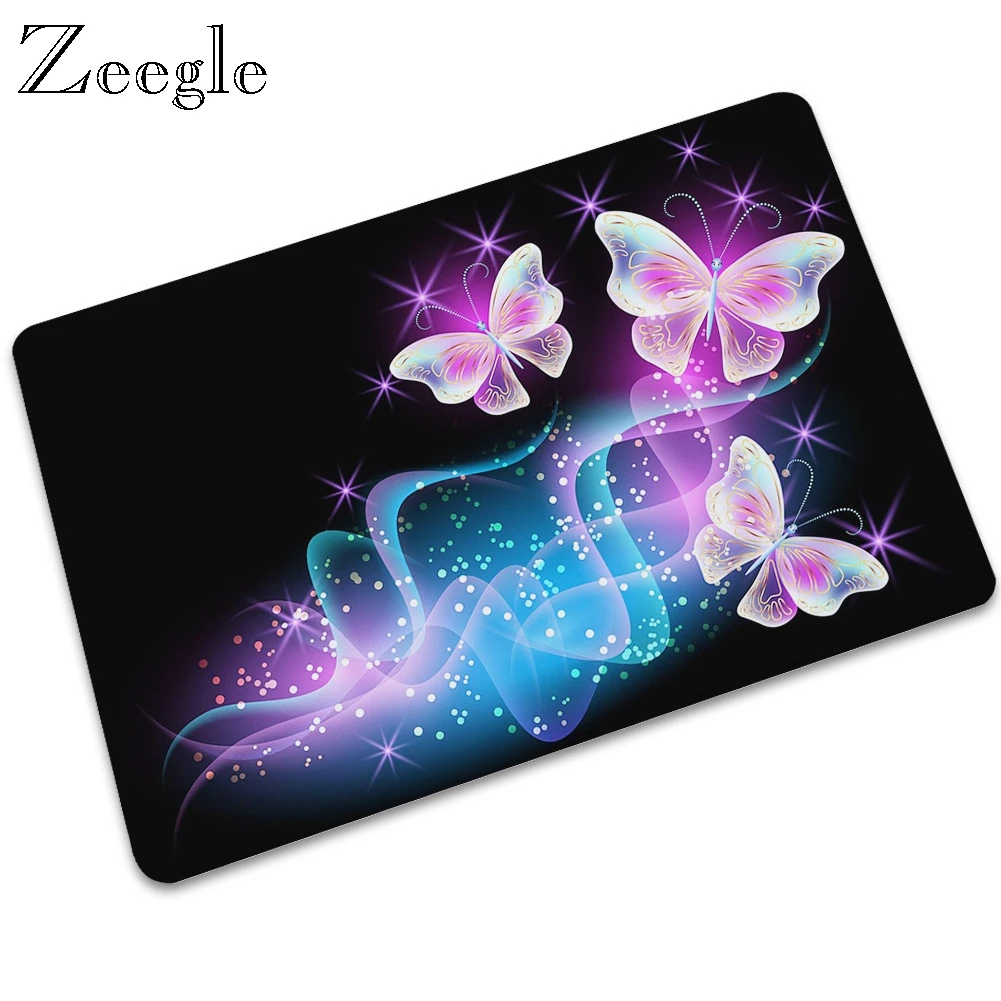Zeegle Carpet Floor Mat Doormat Rubber Non Slip Bathroom Doormat Waterproof Shower Foot Mat Butterfly Printed Bedside Carpet Mat