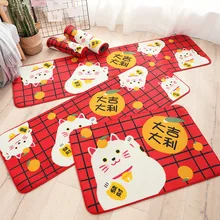 Японский стиль Lucky Cat бытовой нейлон фойе коврик спальня красная полоса Противоскользящий водопоглощающий коврик