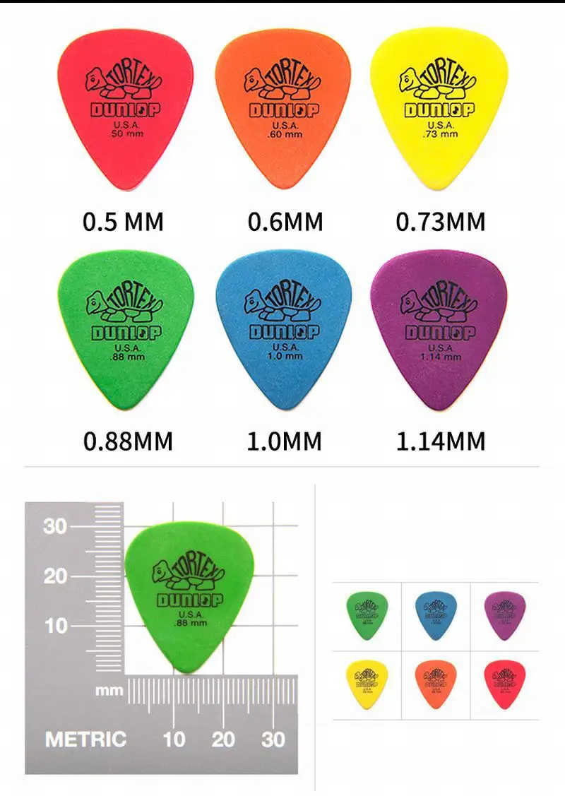 10 шт. рок-на! Туристические медиаторы для гитары, медиаторы, доступные калибры 0,50 мм/0,6 мм/0,73 мм/0,88 мм/1,00 мм/1,14 мм/мм